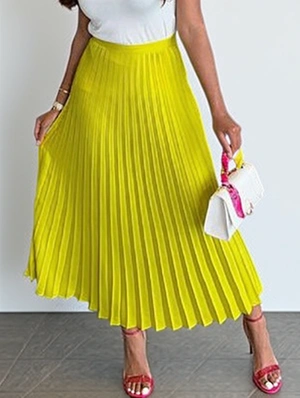 Patchwork Solid Color Pleated High Rise Skirts