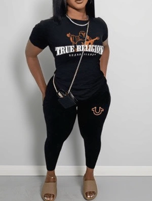 Cartoon Letter Printed Pullover Pant Sets