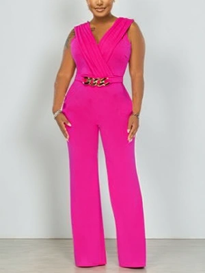 Patchwork High Rise Wide Leg Jumpsuits