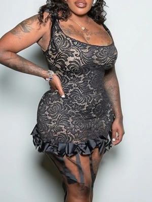 See Through Lace High Rise Sleeveless Dresses