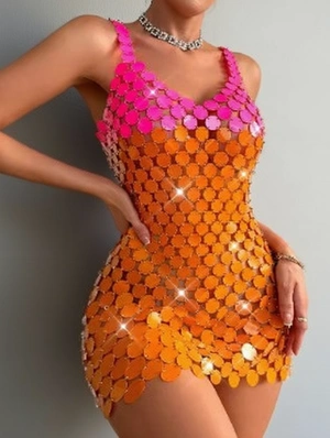 Sequin Patchwork Spaghetti Straps Dresses