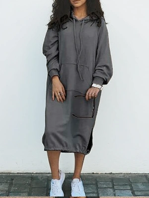 Patchwork Hooded Kangaroo Pocket Long Hoodies 