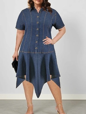 Solid Color Cotton Fitted Short Sleeve Dress
