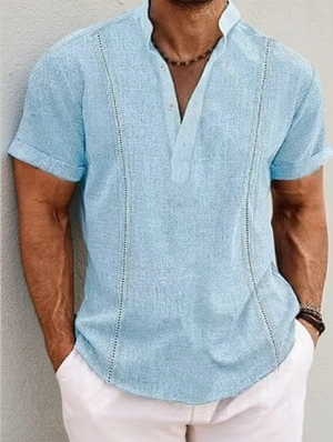 Patchwork Short Sleeve Loose Men's Shirts