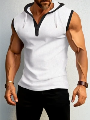 Colorblock Hooded Sleeveless Men's Tee