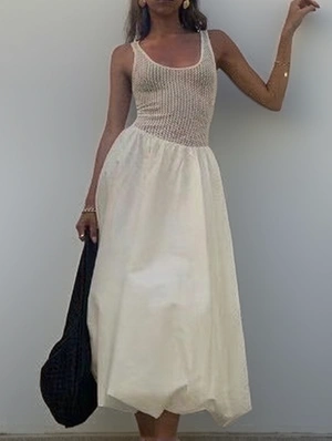 Knitting Grid Patchwork Sleeveless Dress