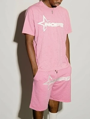 Hip-hop Punk Letter Print Loose Tee Shorts Set