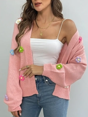 Flower Solid Color Cardigan