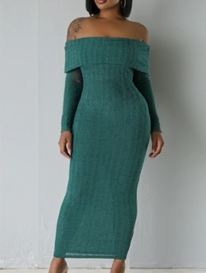 Pullover Solid Color Seductive Long Sleeves Dress