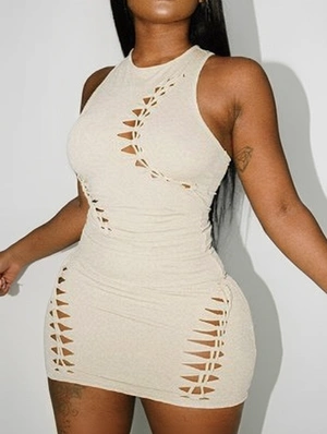 Hollow-out Crewneck Bodycon Skirt Sets