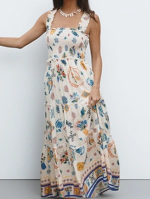 Chic Patchwork Print Square Neck Sleeveless Dress