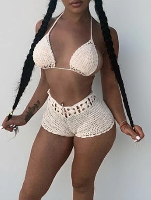Hollow-out Halter Backless Bikinis
