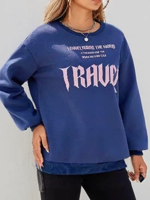 Letter Round Neck Fitted Hoodies 