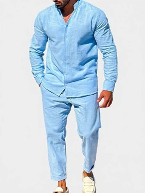 Long Sleeve Single Breasted Men's Long Sets