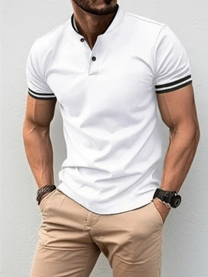 Patchwork Short Sleeve Men's Polo Shirt