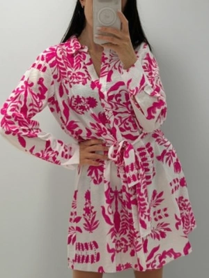 Print Single Breasted With Belt Long Sleeves Shirt Dress