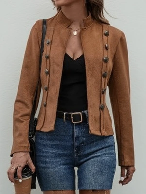 Vintage Suede Buckle Patchwork Jackets