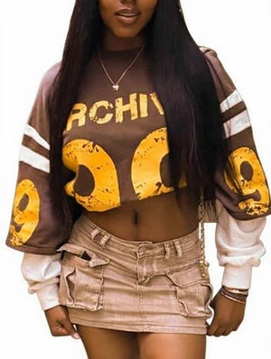 Number Print Faux Two-Piece Loose Sweatshirts