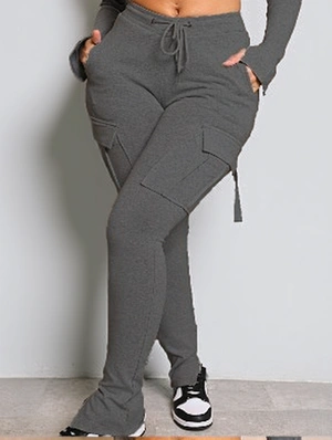 Drawstring Multi Pocket Fitted Cargo Pants