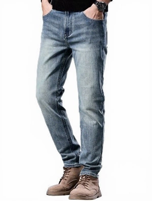 Washed Straight Mid-rise Men's Jeans