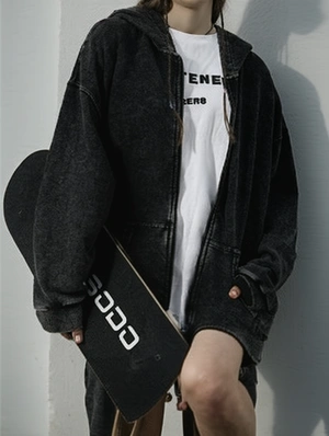 Distressed Plain Color Oversized Hooded Coats