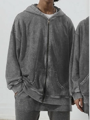 Solid Washed Fleece Raglan Hooded Coats