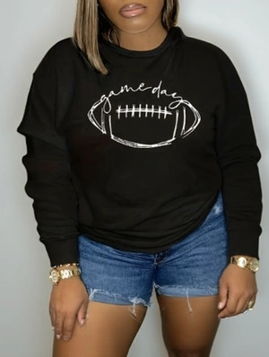 Baseball Print Baggy Pullover Sweatshirts