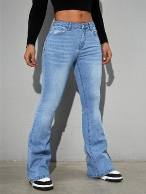 Denim Patchwork High Rise Flared Jeans