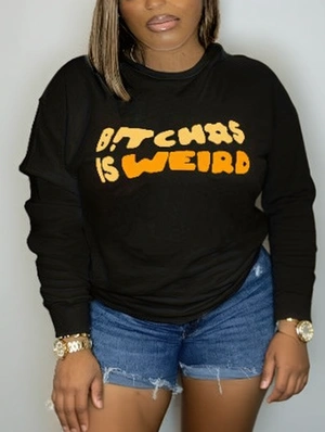 Letter Pattern Crewneck Loose Sweatshirts