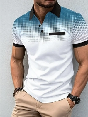 Gradient Print Short Sleeve Men's Polo Shirt