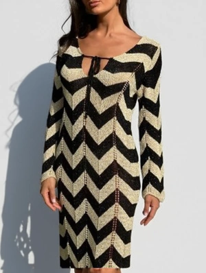 Colorblock Striped Long Sleeve Knitting Maxi Dress