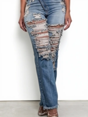 Fringe Ripped Bodycon Jeans