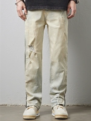 Washed Ripped Mid-rise Men's Jeans
