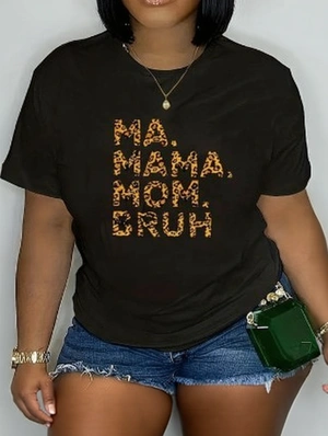 Leopard Letter Print Loose T-shirts