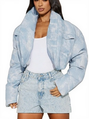 Colorblock Dyeing Pockets Cropped Coats