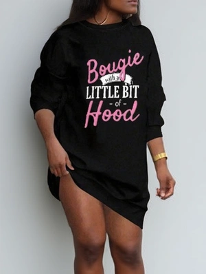 Letter Print Casual Long Sleeves Dress