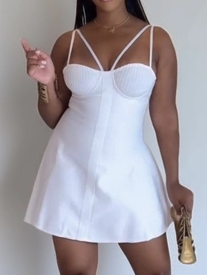 Pure Color Backless Fitted Slip Mini Dress