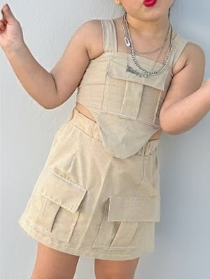 Girl Cargo Multi Pocket Tank Skirt Sets