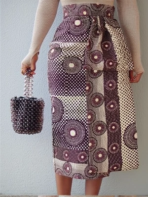 Colorblock Printed Split Hem Sheath Skirts