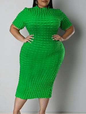 Plain Color Bodycon Short Sleeve Maxi Dress