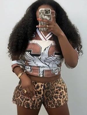 Animal Number Print V Neck Jersey