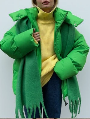 Plain Color Drop Shoulder Sleeve Oversized Down Coats Puffer Jackets