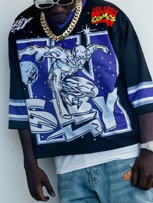 Cartoon Print V Neck Loose Jersey Tee