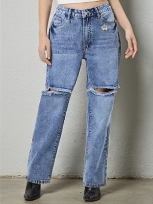 Solid Color Ripped Classic Look Jeans