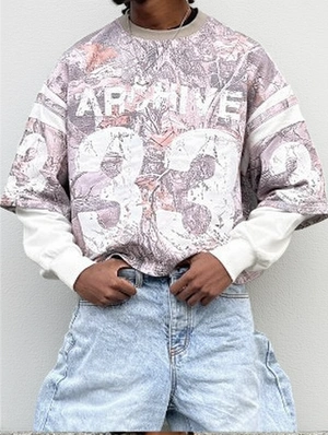 Camo Print Faux Two-Piece Sweatshirt