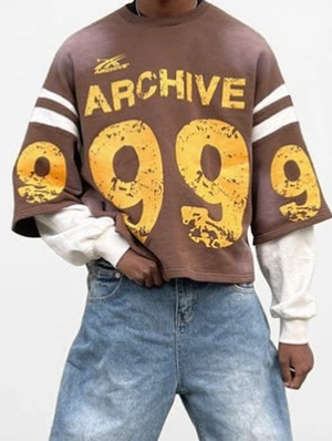 Colorblock Striped Trim Loose Sweatshirt