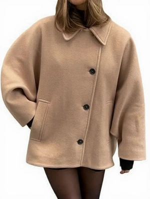 Lapel Long Sleeve Baggy Short Coats