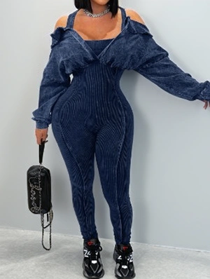 Patchwork Bodycon High Rise Jumpsuits