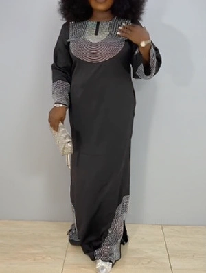 Embellished Side Slit Loose Maxi Dress