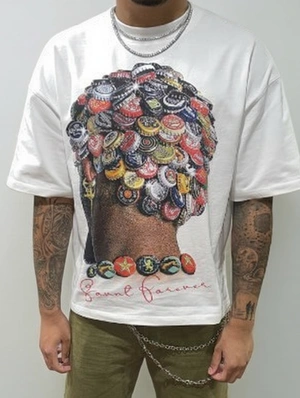 Colorblock Figure Print Loose T-Shirts